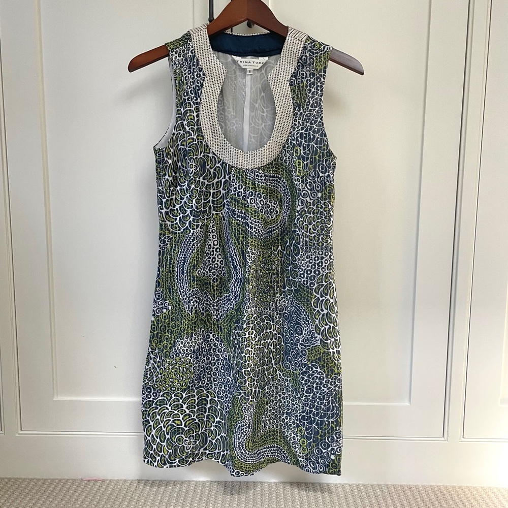 Trina Turk Metallic Scoop-neck Dress, size 6